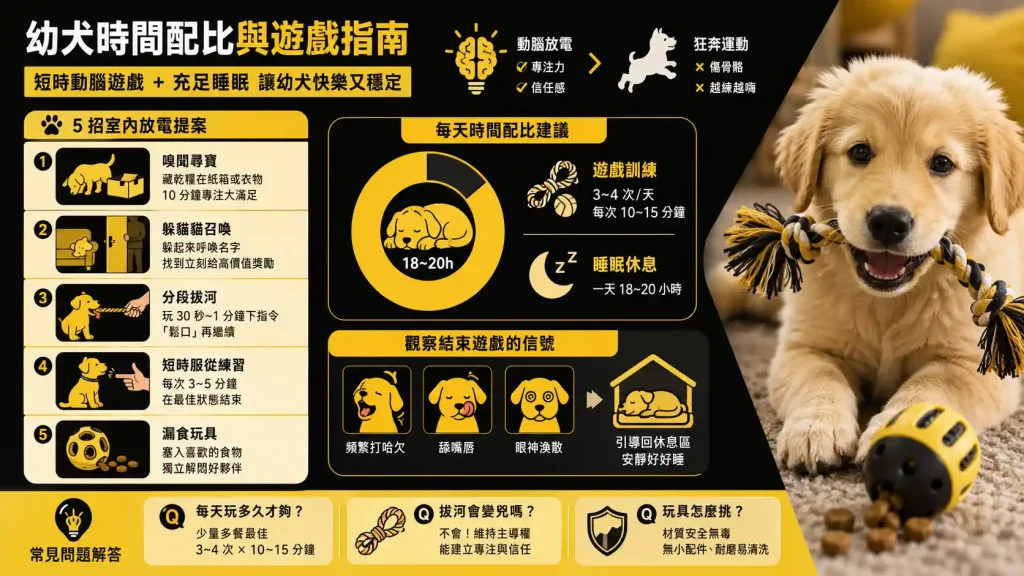 每天到底要陪狗狗玩多久?新手毛拔麻必看的幼犬時間配比與遊戲指南
