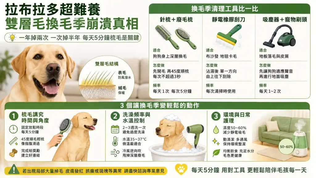 拉布拉多其實超難養?養狗前沒人告訴你的「雙層毛換毛季」崩潰真相