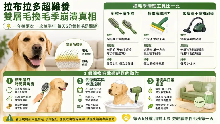 拉布拉多其實超難養?養狗前沒人告訴你的「雙層毛換毛季」崩潰真相